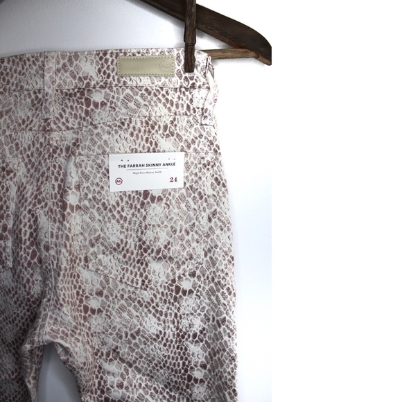 AG NWT Farrah Skinny Ankle Silk Python Ivory Dust Hued 24 00 - Picture 11 of 15